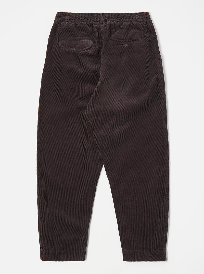 PLEATED TRACK PANT IN LICORICE CORD